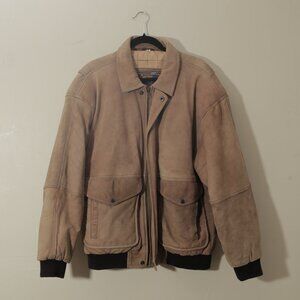 Giampier Flag Lined Tan Leather Vintage Jacket (XL)